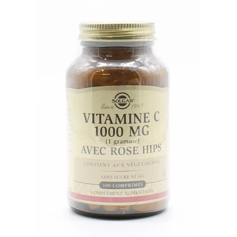 Solgar Vitamine C 1000mg + Rose Hips 100 comprimés