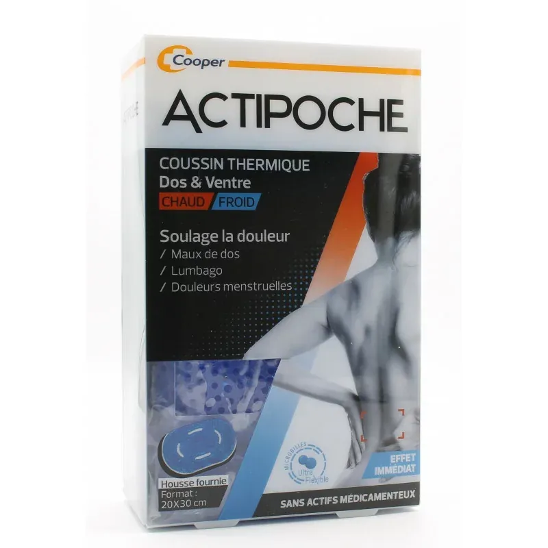 ActiPoche Coussin Thermique Dos&Ventre Chaud/Froid 20X30cm