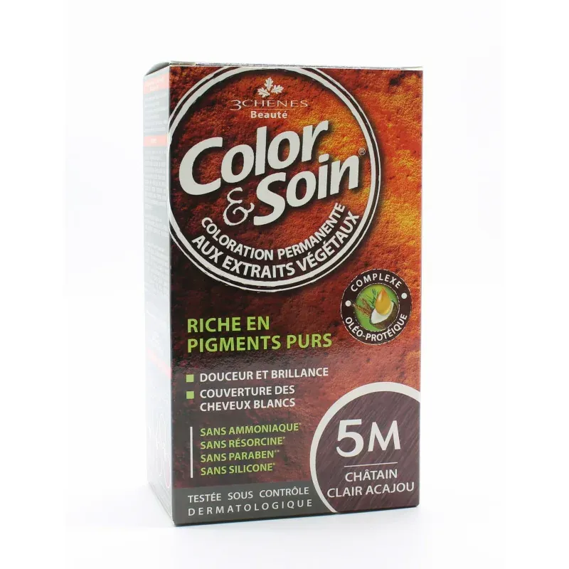 3 Chênes Color&Soin Coloration Permanente 5M Châtain Clair Acajou 3 Chênes Color&Soin Coloration Permanente 5M Châtain Clair Acajou