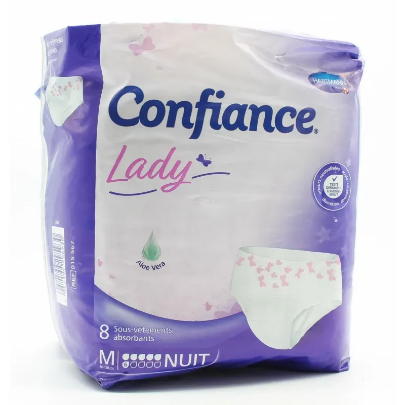 Confiance Lady Sous-vêtements Absorbants Nuit M 6 gouttes X8