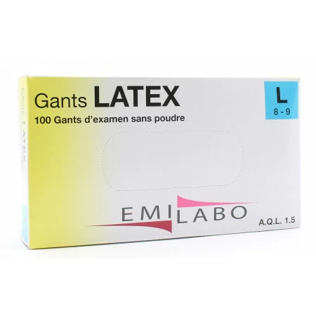 Emilabo Gant Latex sans poudre Taille L X100