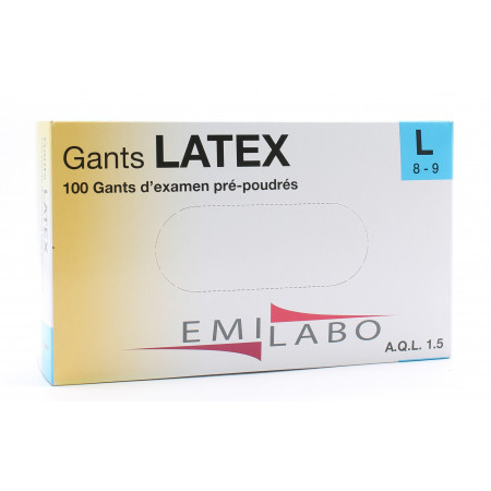 Emilabo Gants Latex Pré-Poudrés Taille L X100