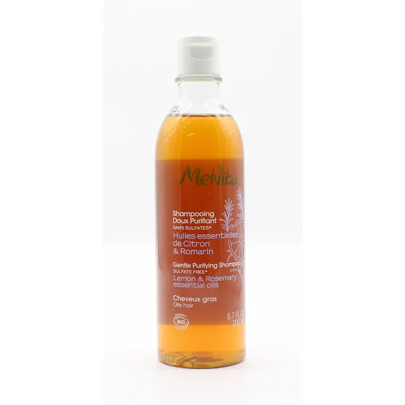 Melvita Shampooing Doux Purifiant Huiles Essentielles de Citron & Romarin Bio 200ml