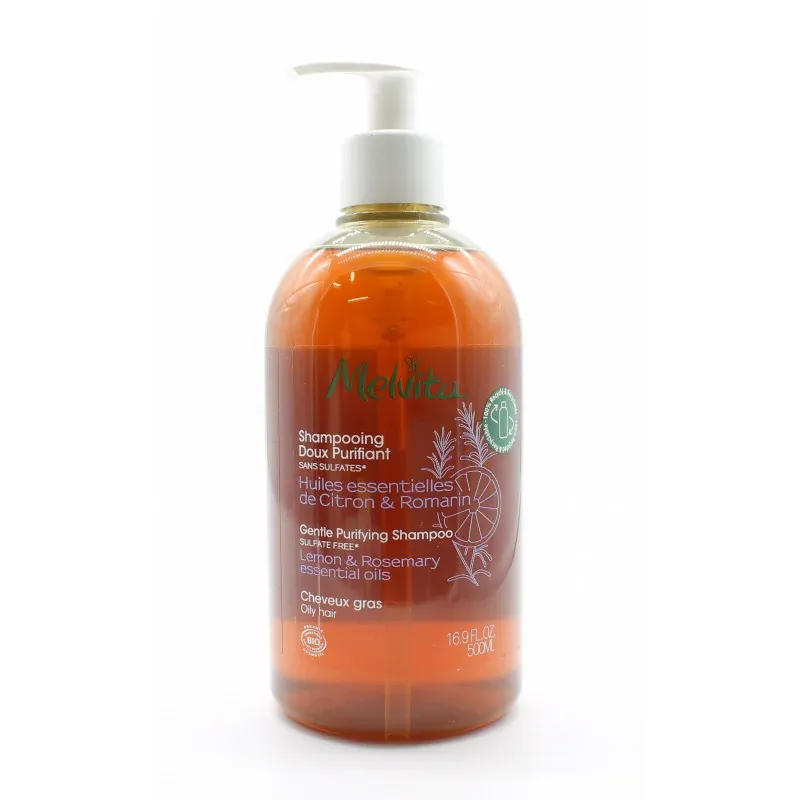 Melvita Shampooing Doux Purifiant Huiles Essentielles de Citron & Romarin Bio 500ml