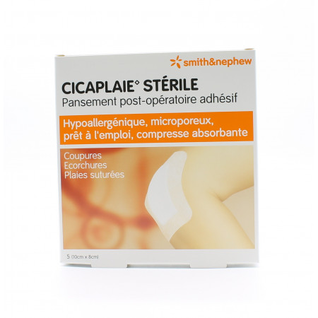 Cicaplaie Stérile Pansement Post-opératoire 10X8cm X5 - Univers Pharmacie