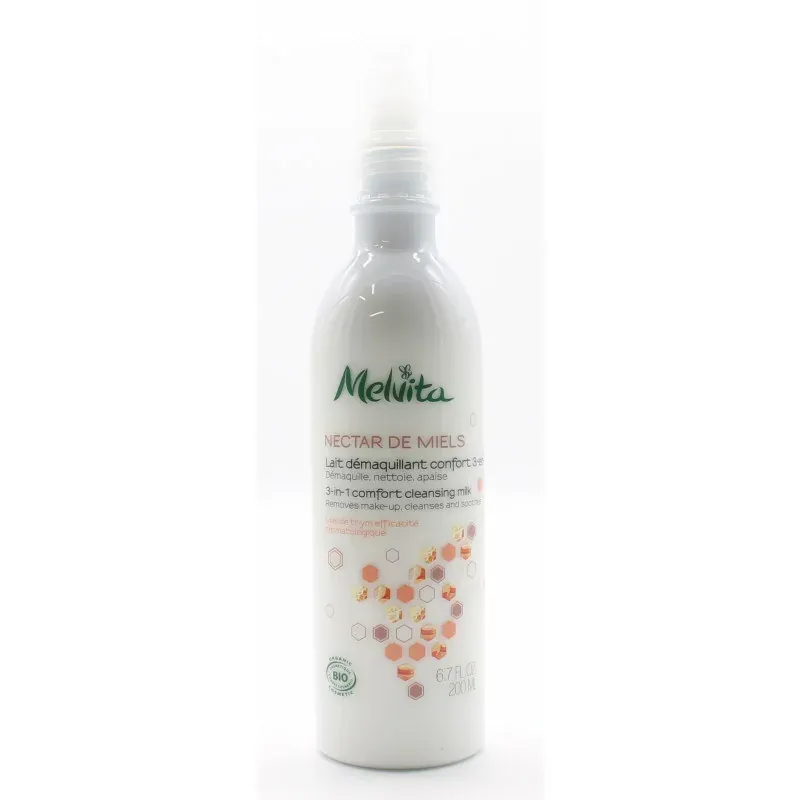 Melvita Nectar de Miels Lait Démaquillant Confort 3en1 Bio 200ml