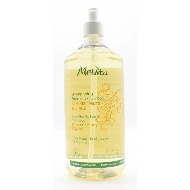 Melvita Shampooing Familial Miel de Fleurs & Tilleul Bio 1L