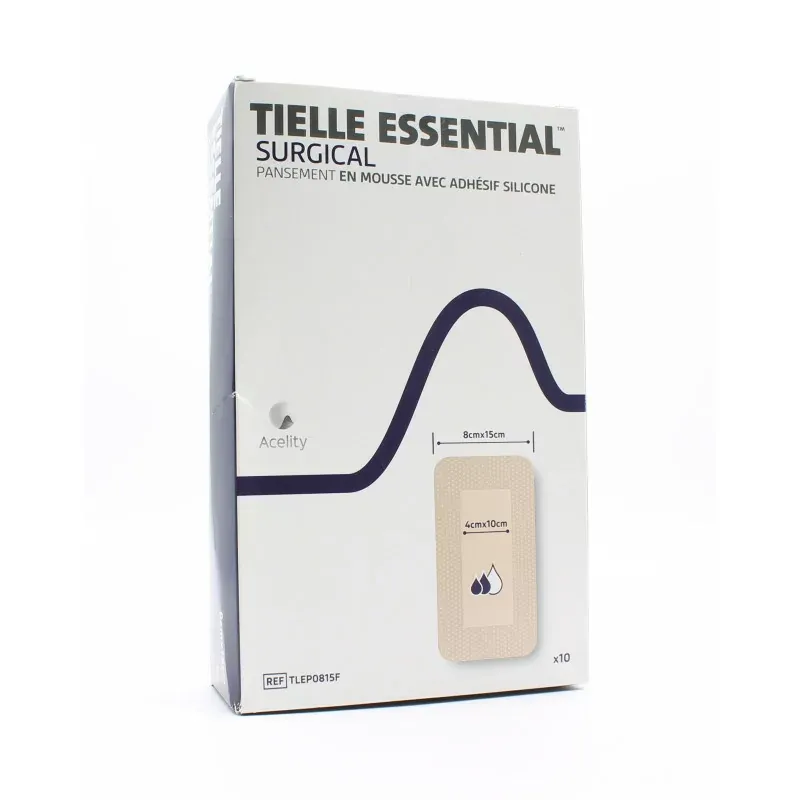 Tielle Essential Surgical Pansement Mousse Adhésif Silicone 8X15cm X10