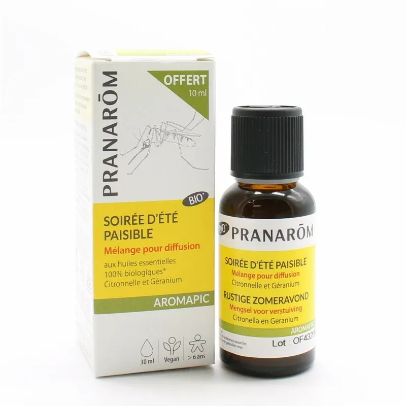 Pranarôm Aromapic Soirée d'Eté Paisible Mélange pour Diffusion Bio 30ml