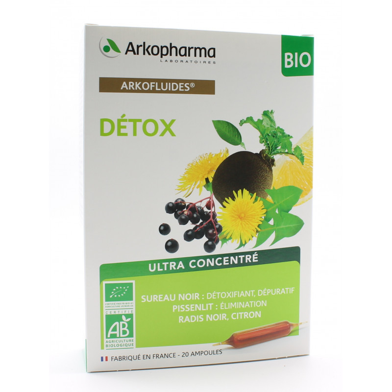 Arkopharma Arkofluides Détox Bio 20 ampoules Univers Pharmacie