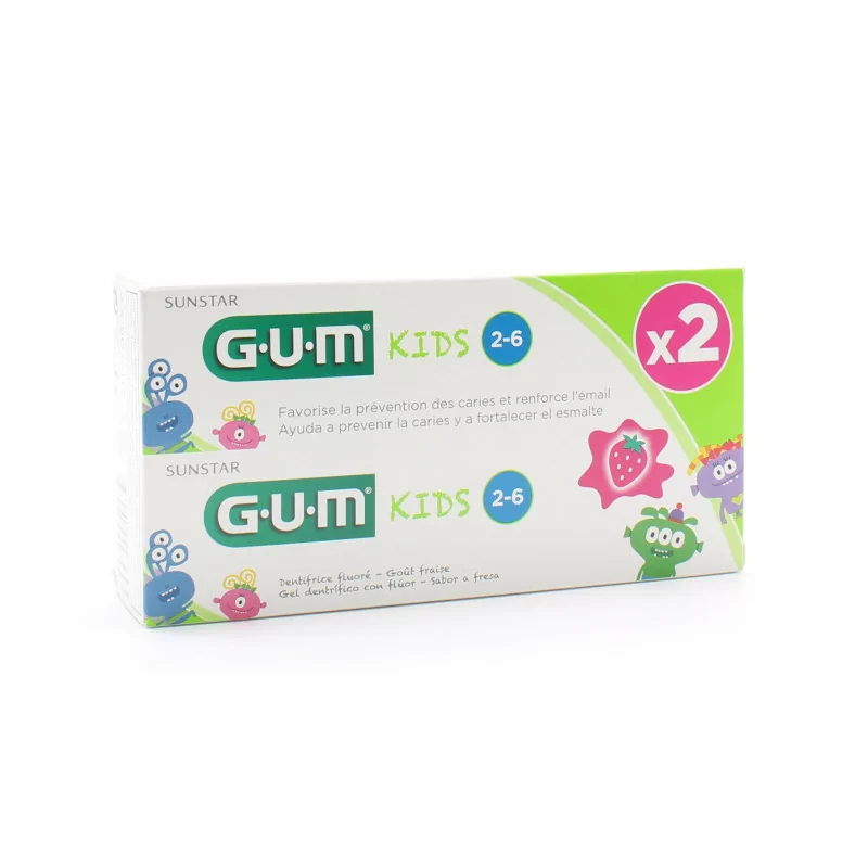 GUM Dentifrice Kids 2-6 ans 2X50ml
