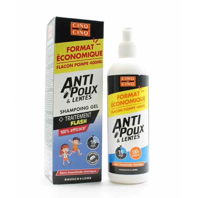 Cinq sur Cinq Anti Poux et Lentes Shampooing Gel Traitement Flash 400ml