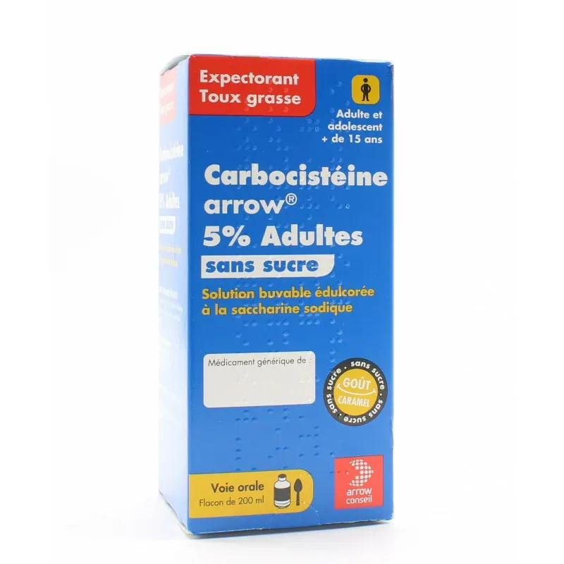 Carbocistéine Arrow 5% Adultes Sans Sucre 200ml - Univers Pharmacie