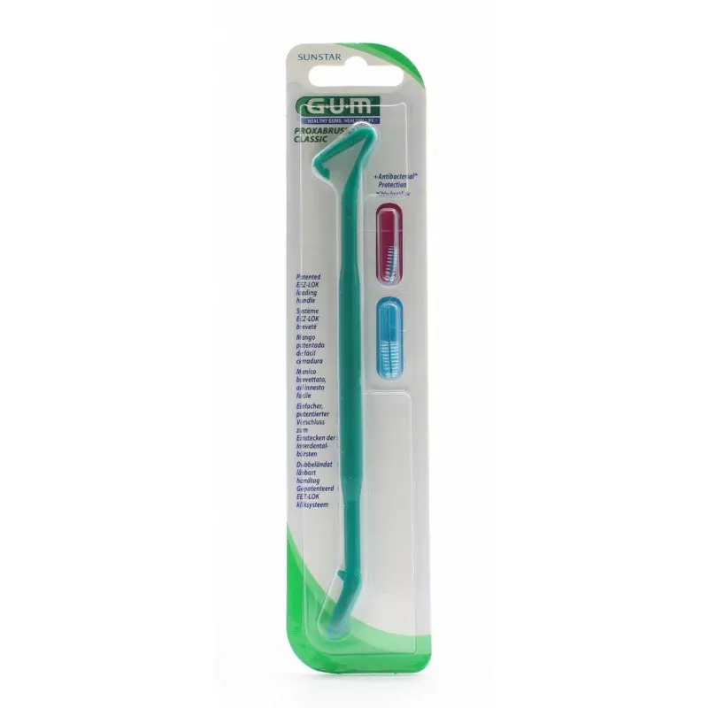 Gum Porte Brossette Bleu Manche Plastique