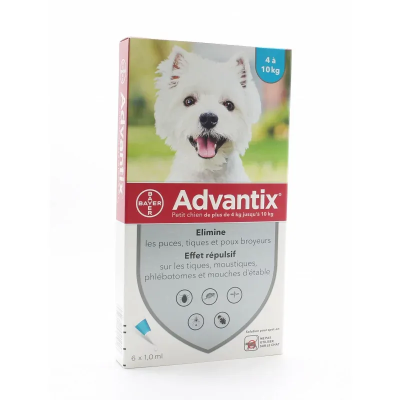 Advantix Petit Chien 4-10kg Pipettes 6X1ml - Univers Pharmacie