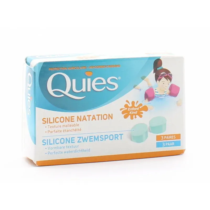 Quies Protection Auditive Silicone Natation Enfant 3 paires - Univers Pharmacie