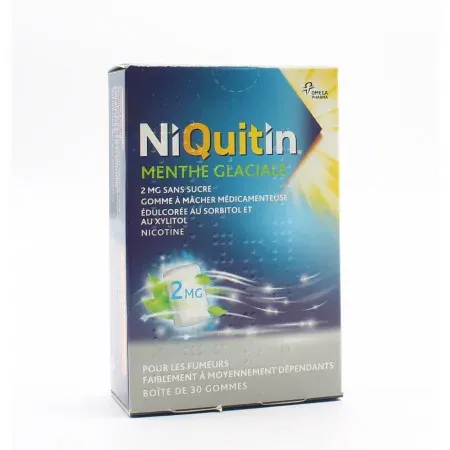 Niquitin Menthe Glaciale 2mg sans sucre 30 gommes - Univers Pharmacie