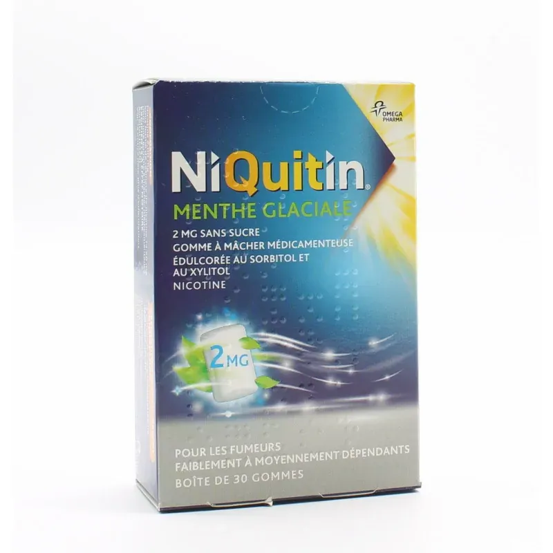 Niquitin Menthe Glaciale 2mg sans sucre 30 gommes - Univers Pharmacie