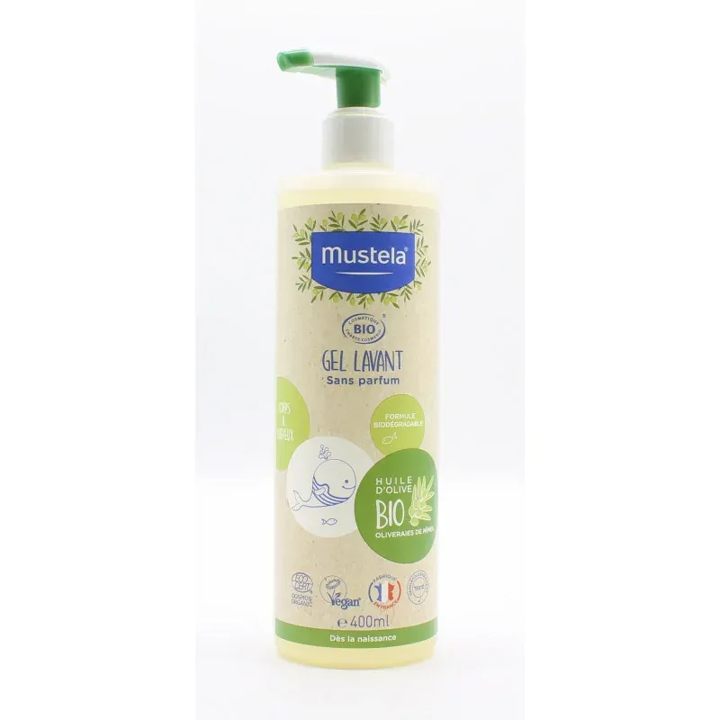 Mustela Gel Lavant Apaisant Huile d'Olive Bio 400ml - Univers Pharmacie