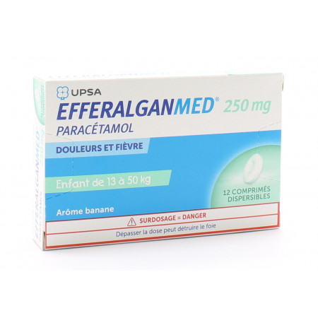 EfferalganMed 250mg Enfant 13-50kg 12 comprimés dispersibles - Univers Pharmacie