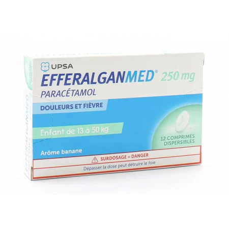 EfferalganMed 250mg Enfant 13-50kg 12 comprimés dispersibles - Univers Pharmacie