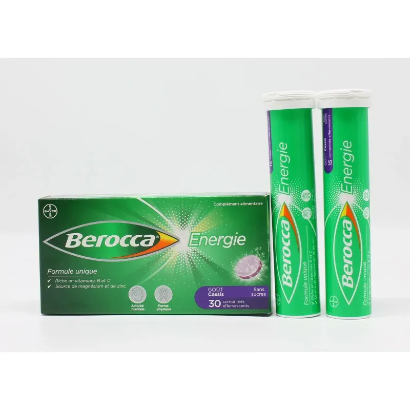 Berocca Energie Goût Cassis 30 comprimés effervescents - Univers Pharmacie