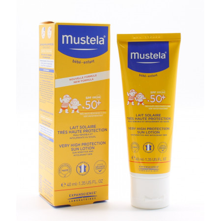 Mustela Bébé-Enfant Lait Solaire Très Haute Protection SPF50+ 40ml - Univers Pharmacie