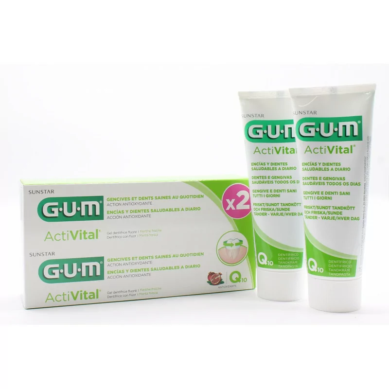 GUM ActiVital Dentifrice 2X75ml - Univers Pharmacie