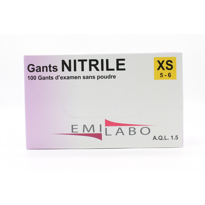 Emilabo Gants Nitrile sans poudre Taille XS X100