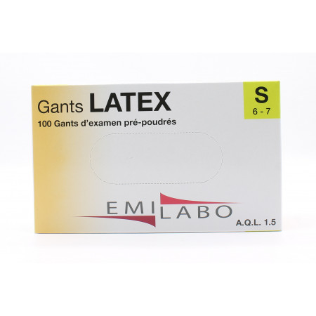 Emilabo Gants Latex Pré-Poudrés Taille S X100 - Univers Pharmacie