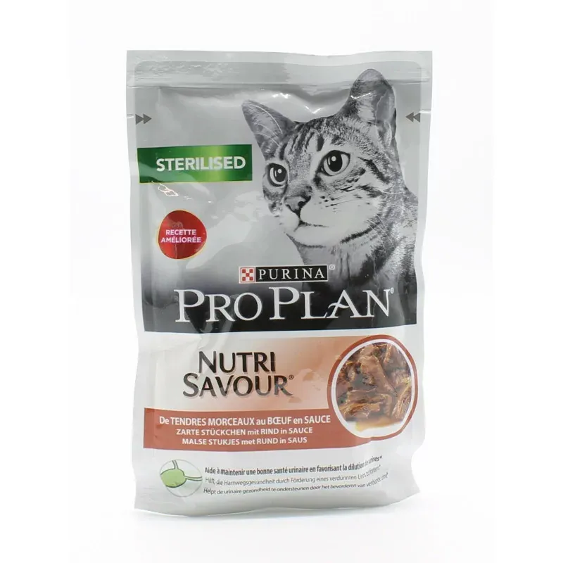 Purina ProPlan Sterilised Nutri Savour Boeuf 85g - Univers Pharmacie Purina ProPlan Sterilised Nutri Savour Boeuf 85g - Univers Pharmacie
