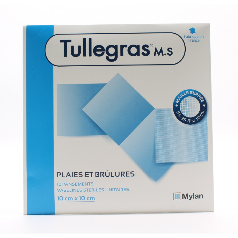 Tullegras M.S Plaies et Brûlures 10cmX10cm 10 pièces - Univers Pharmacie