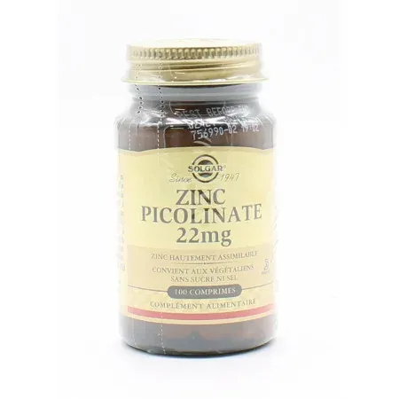 Solgar Picolinate 22mg 100 comprimés - Univers Pharmacie