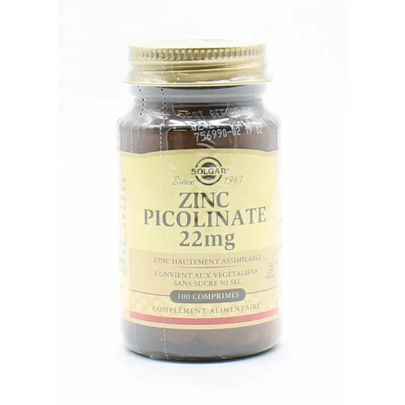 Solgar Picolinate 22mg 100 comprimés - Univers Pharmacie