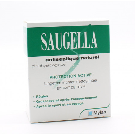 Saugella Antiseptique Naturel Protection Active 10 lingettes - Univers Pharmacie