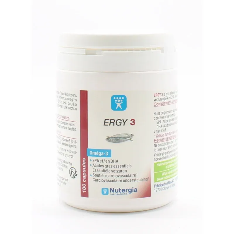 Nutergia Ergy 3 Oméga-3 180 capsules - Univers Pharmacie
