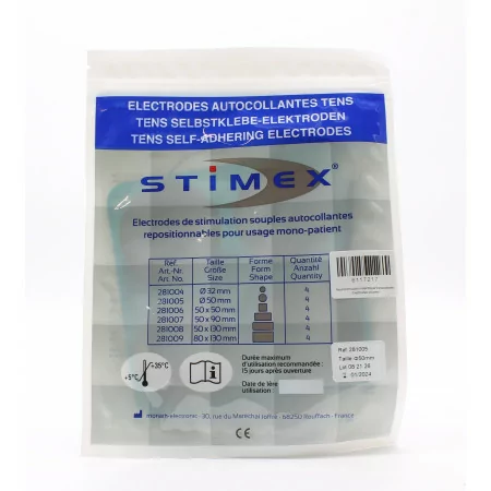 Stimex Electrodes Autocollantes Rondes Tens 50mm X4 - Univers Pharmacie