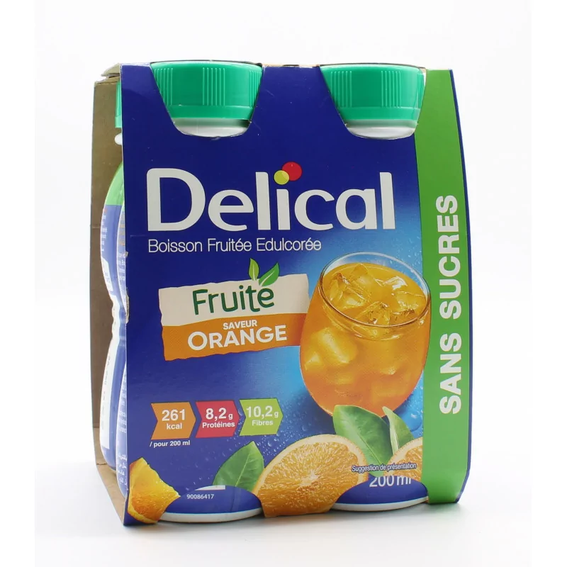 Delical Boisson Fruitée Saveur Orange 4X200ml - Univers Pharmacie