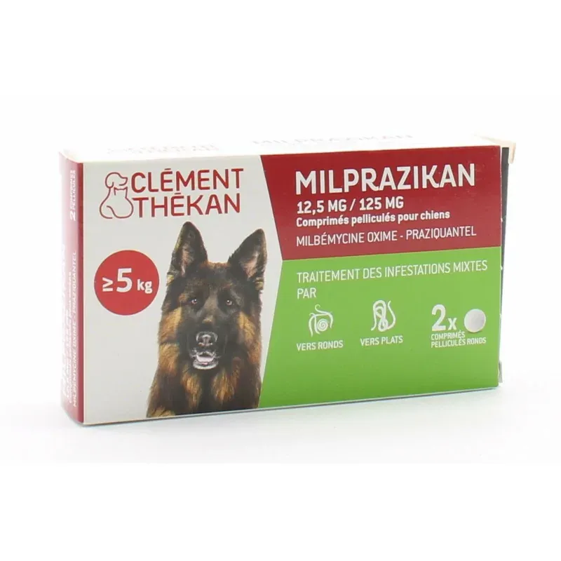 Clément Thékan Milprazikan 12,5mg/125mg Chien 2 comprimés - Univers Pharmacie Clément Thékan Milprazikan 12,5mg/125mg Chien 2 comprimés - Univers Pharmacie
