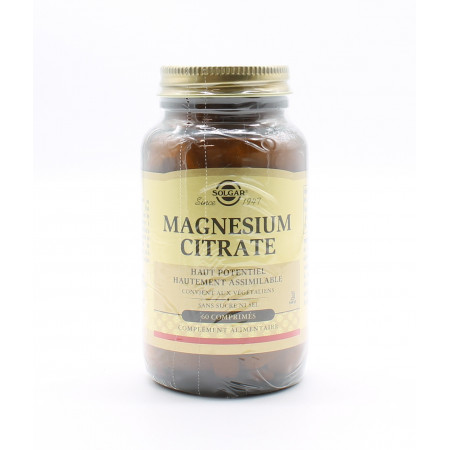 Solgar Magnesium Citrate 60 comprimés - Univers Pharmacie