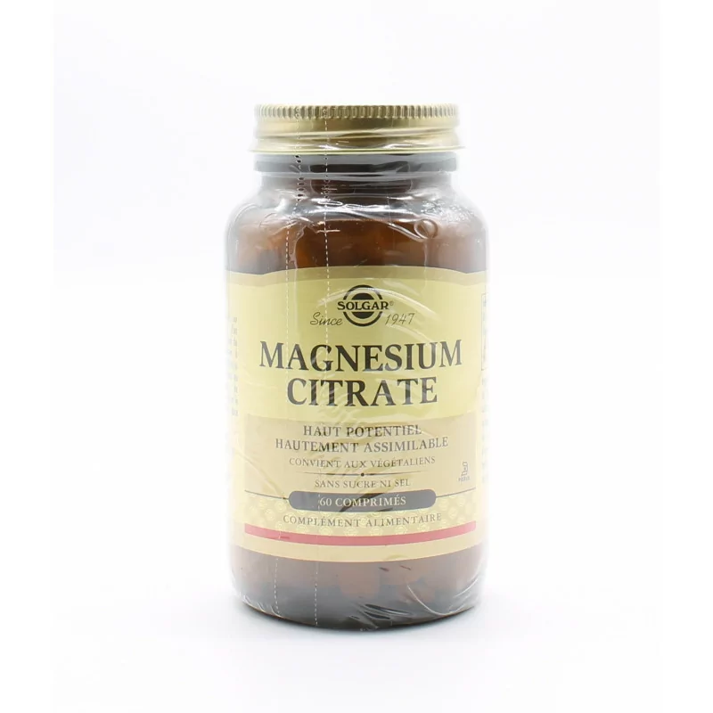 Solgar Magnesium Citrate 60 comprimés - Univers Pharmacie