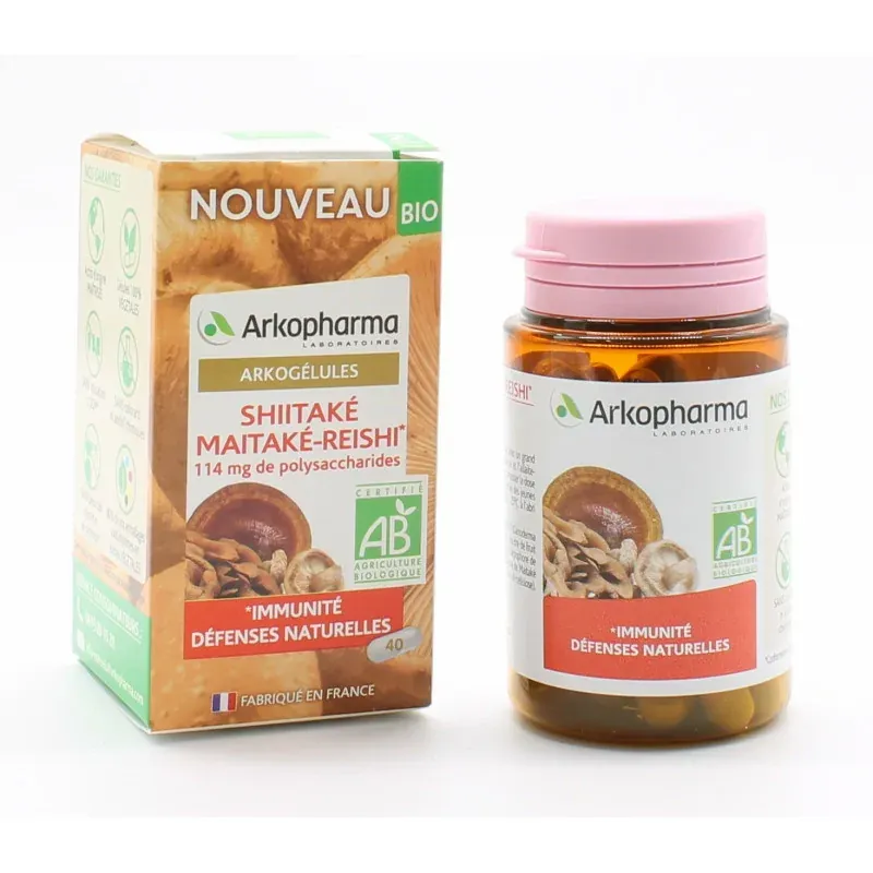 Arkopharma Arkogélules Shiitaké Maitaké-Reishi Bio 40 gélules