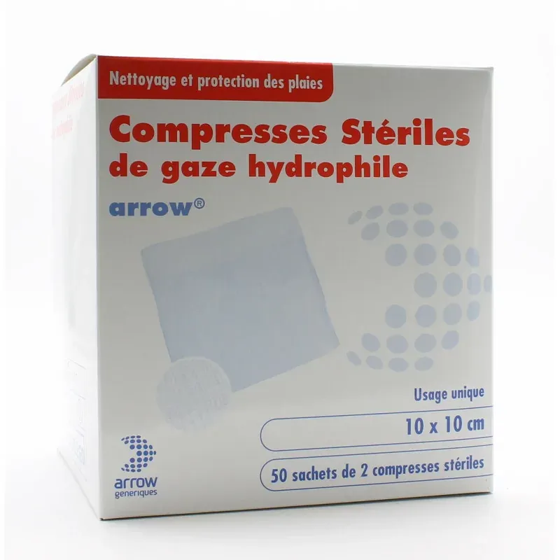 Arrow Compresses Stériles de Gaze Hydrophile 10X10cm 50 sachets - Univers Pharmacie Arrow Compresses Stériles de Gaze Hydrophile 10X10cm 50 sachets - Univers Pharmacie