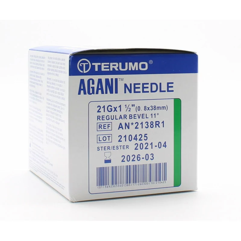 Terumo Agani Aiguilles Hypodermiques 21G (0.8X38mm) X100 - Univers Pharmacie