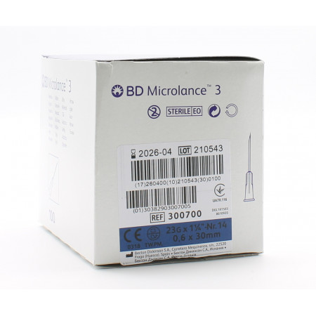 BD Microlance Aiguilles Hypodermiques 23G (0.6X30mm) X100 - Univers Pharmacie