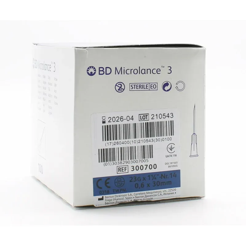 BD Microlance Aiguilles Hypodermiques 23G (0.6X30mm) X100 - Univers Pharmacie