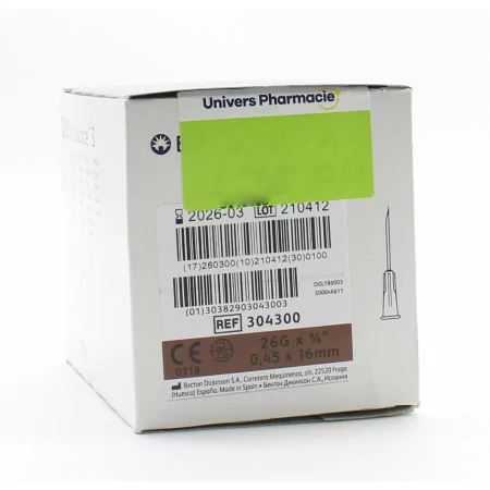 BD Microlance Aiguilles Hypodermiques 26G (0.45X16mm) X100 - Univers Pharmacie