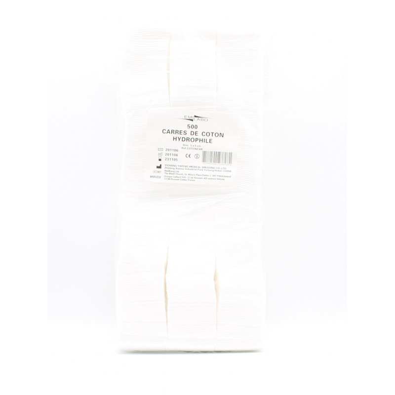 Emilabo Carrés de Coton Hydrophile 5X5cm X500 - Univers Pharmacie Emilabo Carrés de Coton Hydrophile 5X5cm X500 - Univers Pharmacie