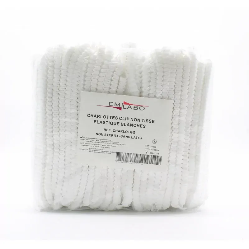 Emilabo Charlottes Clip Non Tissé Elastique Blanches X100