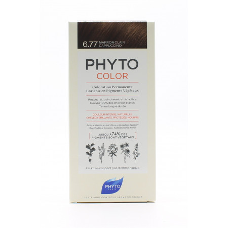 Phyto Color Kit Coloration Permanente 6.77 Marron Clair Cappucino - Univers Pharmacie